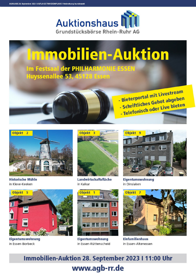 Immobilien-Katalog für die Auktion am 28.09.2023 in Essen