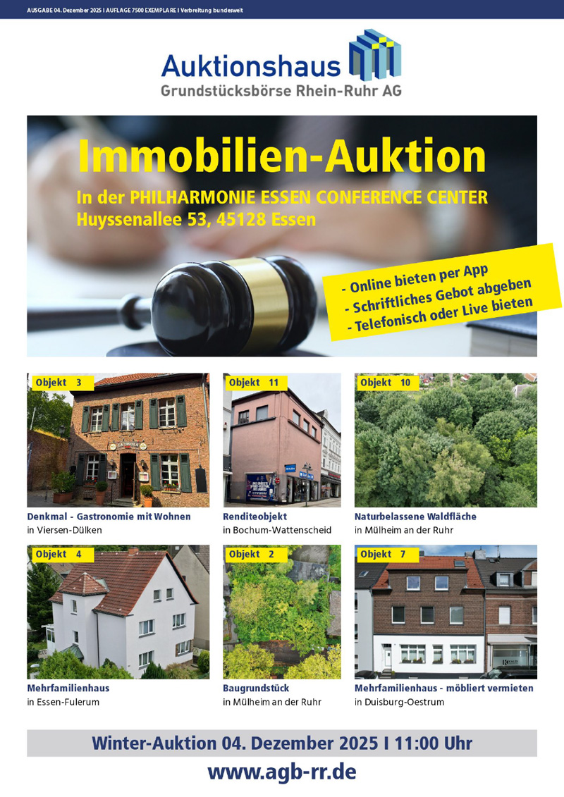 Immobilien-Auktion Winter 2025: Auktions-Katalog