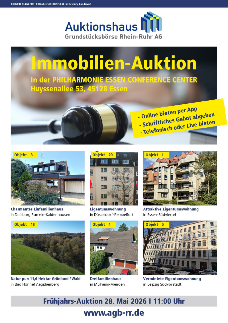 Immobilien-Auktionskatalog 28.05.2026 in Essen